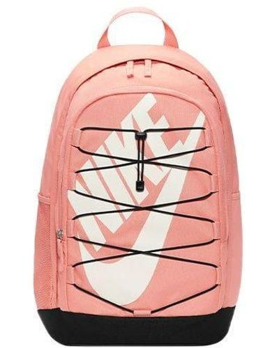 Nike Hayward Logo Straps Large Capacity Colorblock Backpack One Size Black Pink