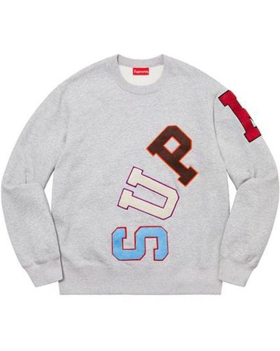 Supreme Big Logo Arc Crewneck Sweater - Gray