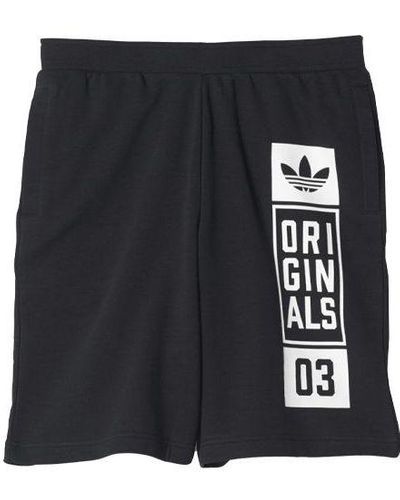 adidas Originals Logo Printing Casual Sports Running Shorts - Black