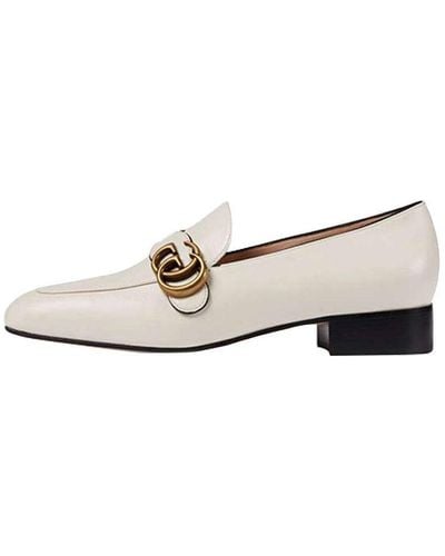 Gucci Double G Leather Loafers - White