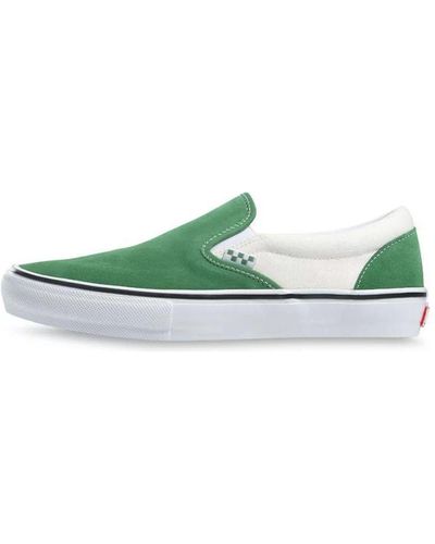 Vans Slip-on Turn Fur Splicing Low Top Casual Canvas Skate Shoes Retro - Green