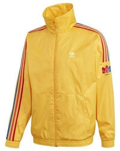 adidas Originals Side Stripe Zipper Casual Sports Jacket - Yellow