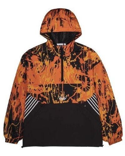 adidas Originals Tlm 02 Wb Flame Colorblock Stand Collar Hooded Casual Sports Jacket - Brown