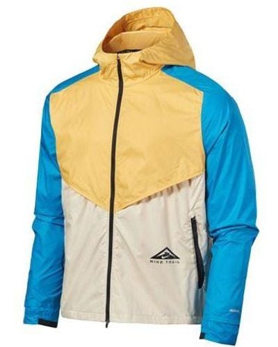 Nike Windrunner Contrast Windproof Casual Hooded Jacket - Blue