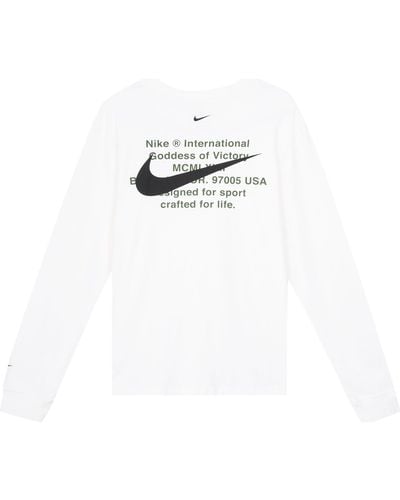 Nike Swoosh Casual Sports Double-hook Crew-neck Long Sleeve - White