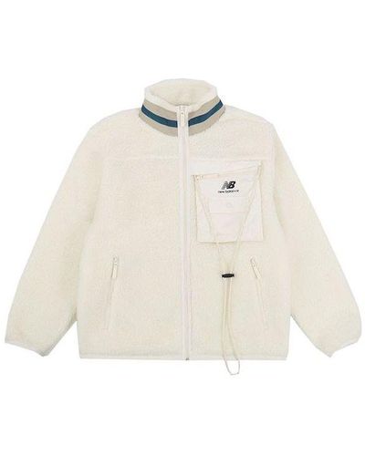 New Balance Stay Warm Stand Collar Knit Lamb's Wool Jacket Couple Style - White