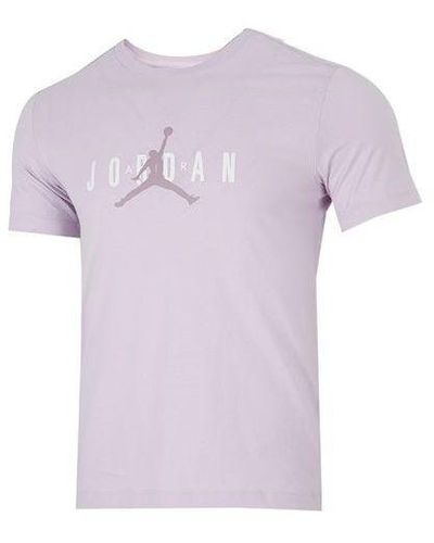 Nike Alphabet Flying Man Logo Printing Round Neck Casual Short Sleeve Lavender Light Purple T-shirt