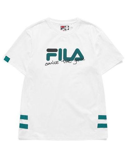 FILA FUSION Casual Sports Round Neck Loose Short Sleeve - White