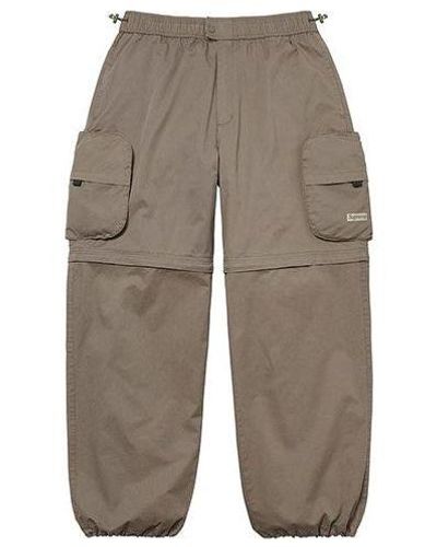 Supreme Ss22 Week13 Cargo Zip-off Cinch Pant Solid Color Loose Pocket Long Pants - Gray