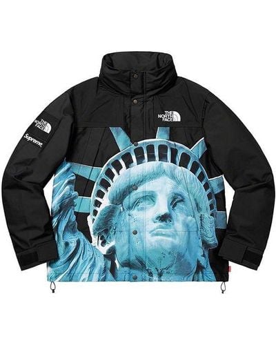 Supreme Upree Fw19 Week 10 X The North Face Tatue Of Iberty Ountain Jacket Back - Blue