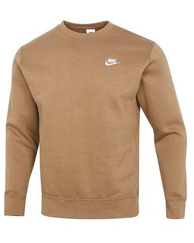 Nike Sportswear Club Fleece Casual Sports Round Neck Pullover - Brown