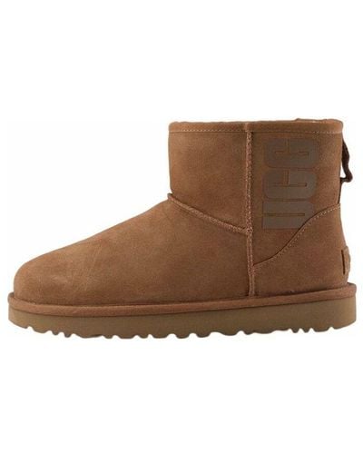 UGG Classic Mini Rubber Logo Snow Boots Brown