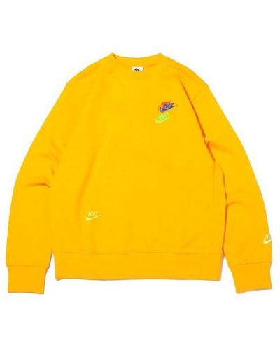 Nike Sportswear Embroidered Pattern Round Neck Pullover - Yellow