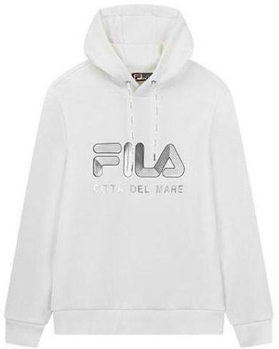 Fila Logo Printing Athleisure Casual Sports Hooded Pullover Knit - White