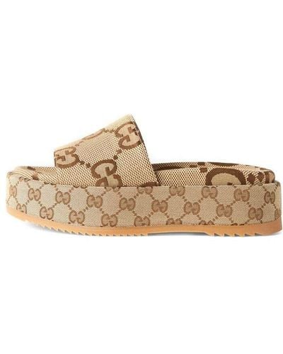 Gucci Woman Slider Sandal With Platform - Brown