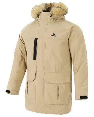adidas Down Parka Mid-length Stay Warm Hooded Down Jacket - Natural