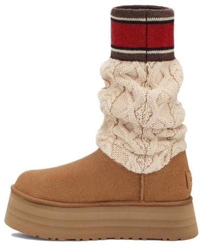 UGG Classic Sweater Letter Boot - Brown