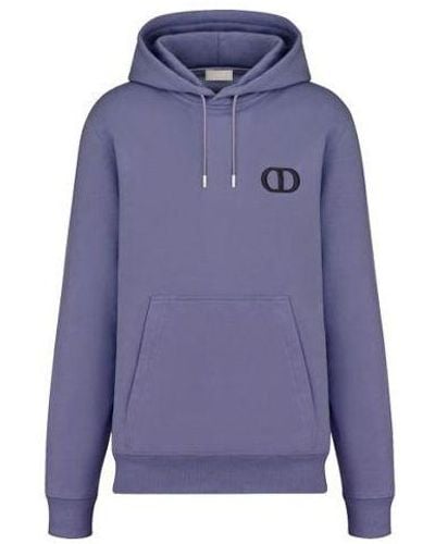 Dior Fw21 Logo Alphabet Embroidered Solid Color Pullover Purple Blue