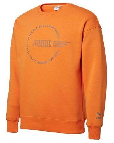 PUMA Alphabet Logo Printing Fleece Lined Round Neck - Orange