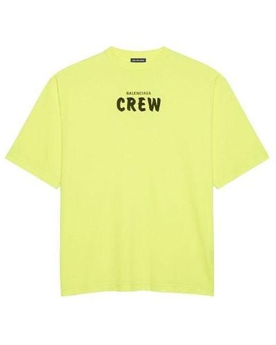 Balenciaga Crew Alphabet Printing Short Sleeve Fluorescent Green - Yellow