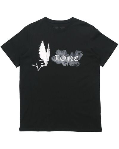 Vlone(GOAT) Smoke Demon Angel Pattern Alphabet Logo Short Sleeve Couple Style - Black