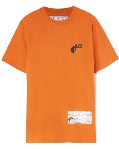 Off-White c/o Virgil Abloh X Teenage Engineering Crossover Ss22 Logo Printing Round Neck Short Sleeve Orange T-shirt