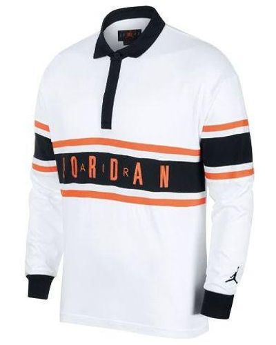 Nike Logo Rugby Long Sleeves Polo Polo Shirt - White