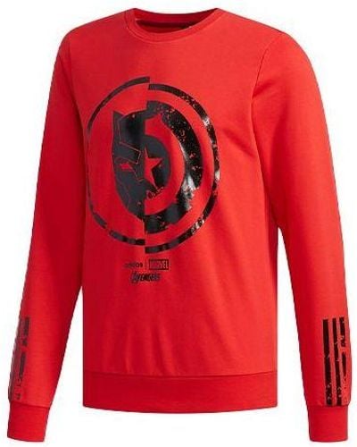 adidas Neo X Marvel Crossover Logo Printing Casual Sports Pullover Round Neck - Red