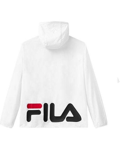 Fila Logo Printing Casual Hoodie Light-weight Jacket - White