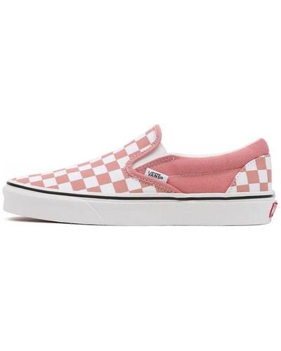 Pink checkered clearance van slip ons