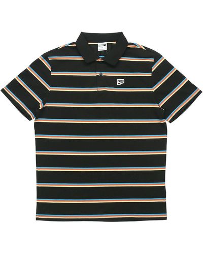 PUMA Downtown Stripe Polo Tee Shirt - Black