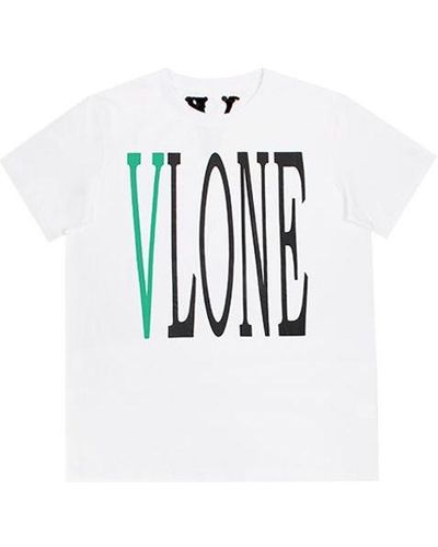 Vlone(GOAT) Large Logo Round Neck Short Sleeve T-shirt - White