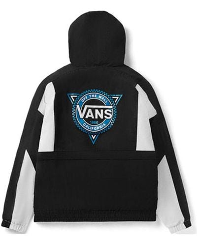 Vans Contrast Color Stitching Hooded Track Jacket Couple Style - Black