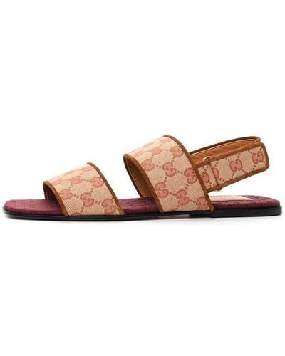 Gucci gg Monogram Slingback Flat Sandals - Brown