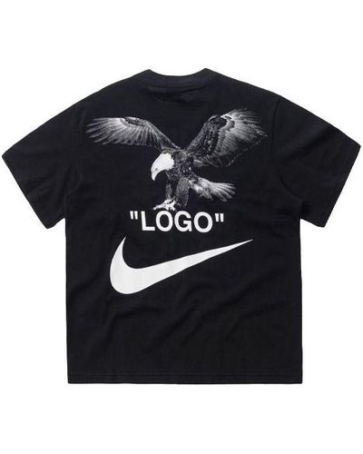 Nike X Crop Eagle Logo Printing Short Sleeve - Black