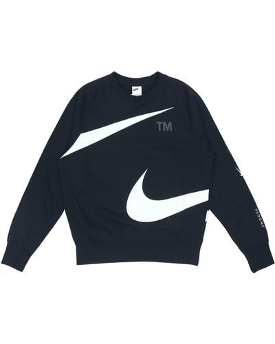 Nike Swoosh Ft Crew Large Logo Printing Knit Round Neck Pullover Autumn - Blue