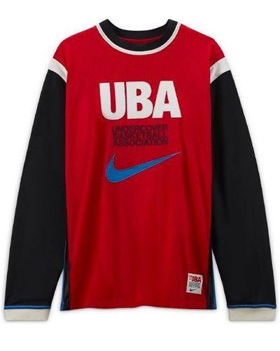 Nike Long-shooting Top Contrasting Colors Printing Pattern Basketball Long Sleeves Asia Edition - Red