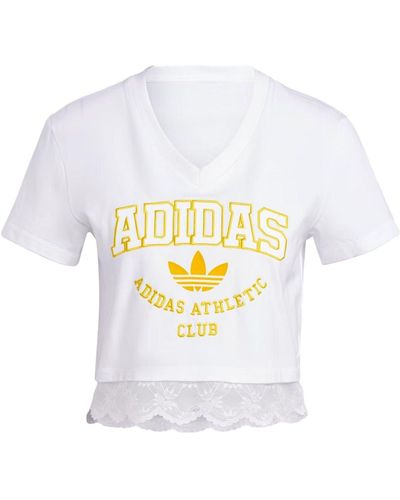 adidas Lace-Trimmed T-Shirt - White