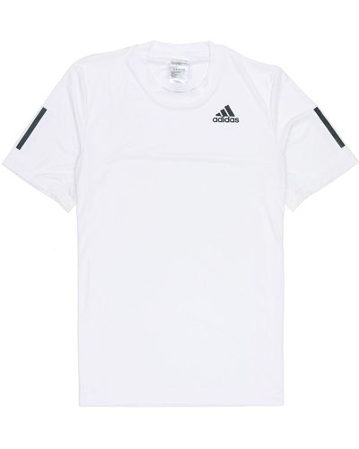 adidas Solid Color Stripe Sports Breathable Round Neck Short Sleeve White T-shirt