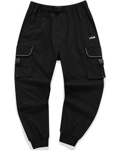 FILA FUSION Sports Cargo Multiple Pockets Bundle Feet Pants - Black