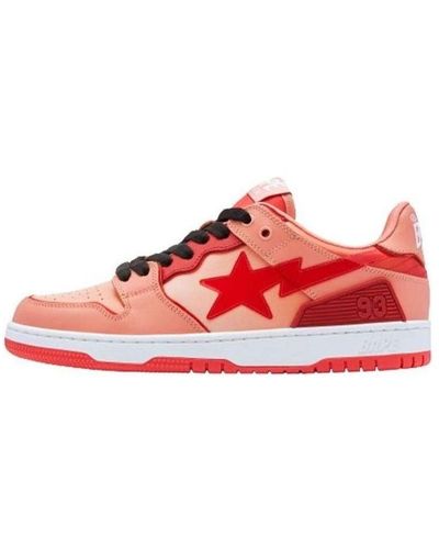 A Bathing Ape Sk8 Sta Leather Low - Red