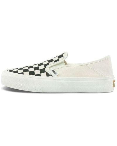 Vans Slip-on Grid Breathable Non-slip One Pedal Low Top Canvas Skate Shoes White