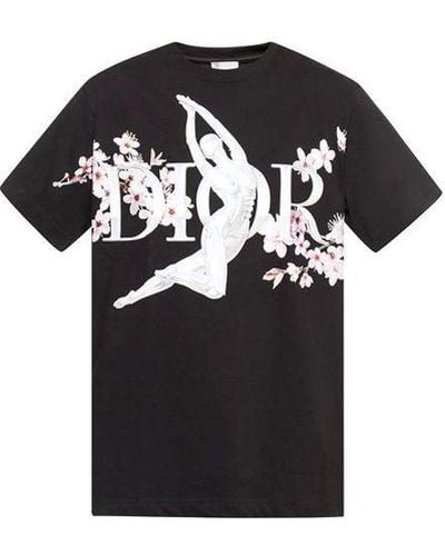 Dior X Sorayama Crossover Sakura Printing Short Sleeve - Black