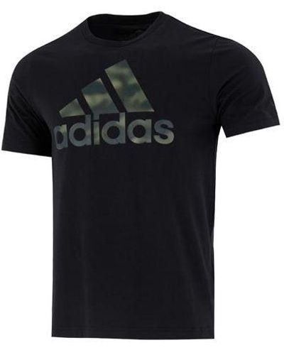 adidas Camo T Athleisure Casual Sports Logo Round Neck Short Sleeve Black T-shirt