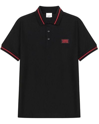 Burberry Cotton Short Sleeve Polo Shirt - Black
