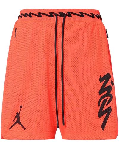 Nike Dri-fit Zion Mesh Basketball Sports Alphabet Printing Quick Dry Breathable Shorts - Orange
