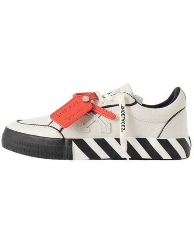 Off-White c/o Virgil Abloh Off- Low Vulcanized Outlined Leather Sneakers - Red