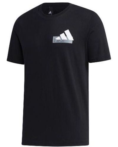 adidas Mh Gfx T Bos Logo Printing Sports Round Neck Short Sleeve - Black