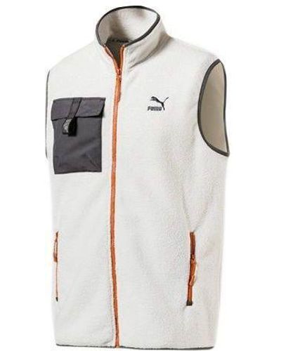 PUMA Xtg Trail Fleece Full Zip Pocket Vest - White
