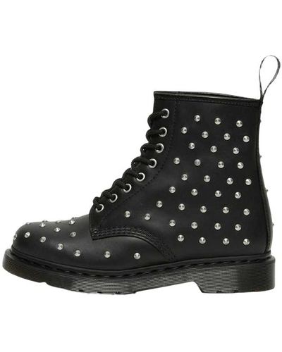 Dr. Martens 1460 Stud Wanama Leather Lace Up Boots - Black